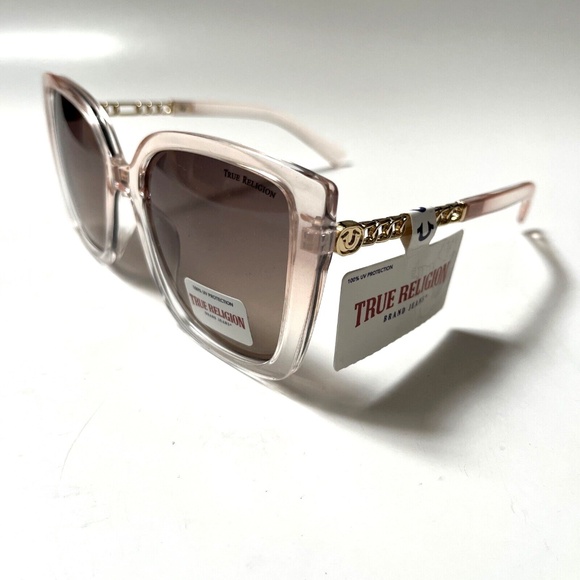 New Original TRUE RELIGION Square Oversized Sunglasses Translucid Pink Metal main image 6